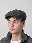 Кепка STETSON арт. 6840545 HATTERAS HERRINGBONE HARRIS TWEED (черный / оливковый)